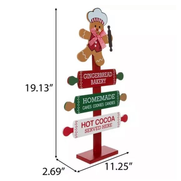 Gingerbread Street Sign Wood Decor Festive Gingerbread Bakery Sign - Picture 2 of 3